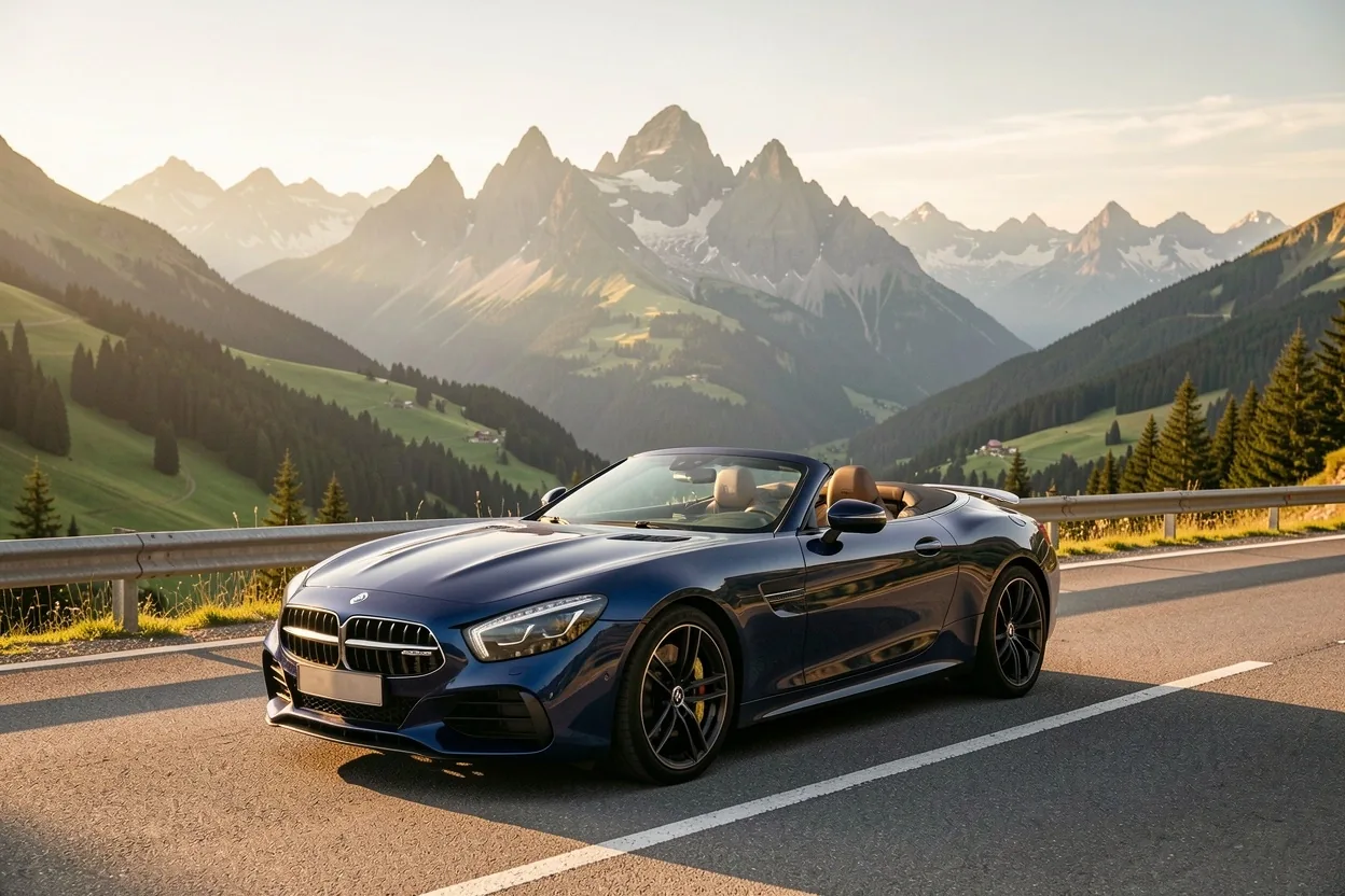 Kabriolet premium z otwartym dachem na tle tatrzańskich dolin