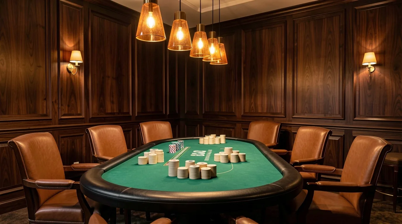 Wnętrze Poker Lounge Salamont z profesjonalnym stołem do gier towarzyskich